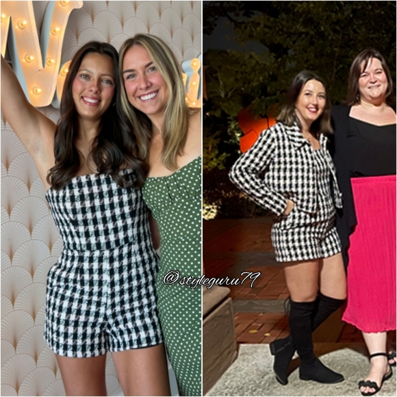 Anthropologie Black and White Houndstooth Romper Set - Picture 3 of 4